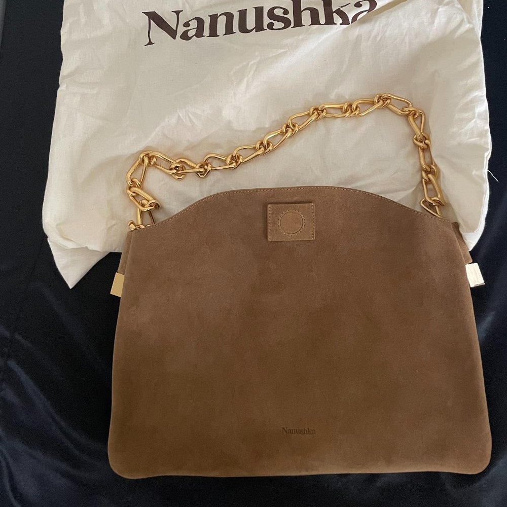 Nanushka The Dice Suede Chain Shoulder Bag